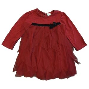 CHILDRENS PLACE Ruffled Tulle Dress Velvet Ribbon Bow Christmas Valentines Party